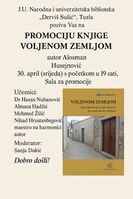Najava promocije knjige „Voljenom zemljom“ autora Alosmana Husejnovića
