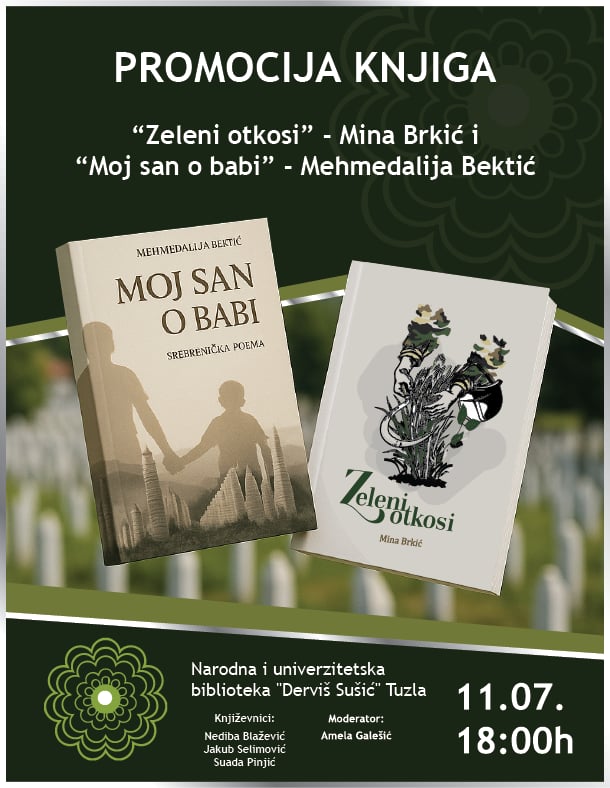 Najava promocija knjiga “Zeleni otkosi” Mine Brkić i “Moj san o babi” Mehmedalije Bektića